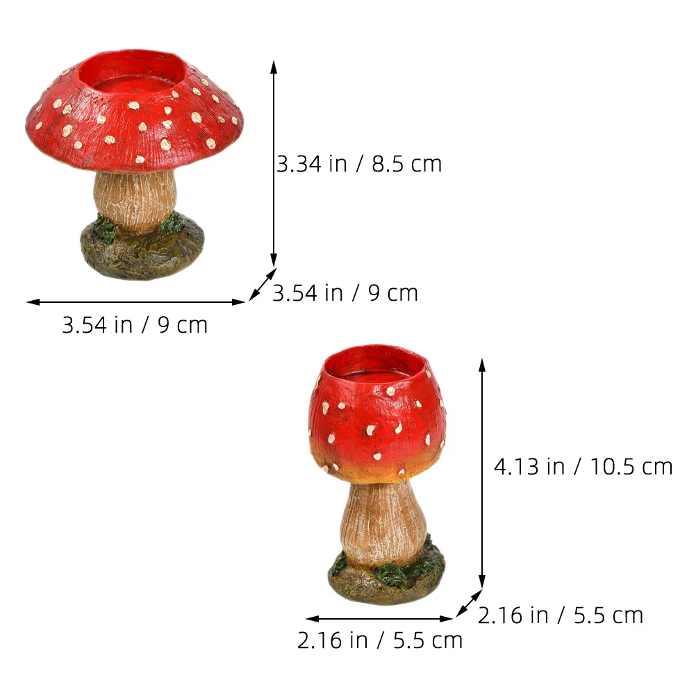 

2Pcs Mushroom Holder Resin Decor Votive Flameless LED Tealight Stand for Tabletop Home Party Decoration