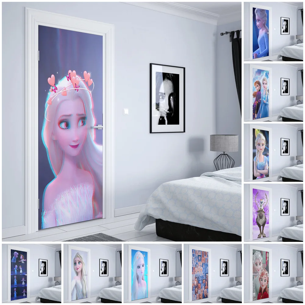 Disney abstract graffiti Elsa Anna Frozen Door sticker Nordic prints Wall art Door decoration Wall Sticker Home decor posters