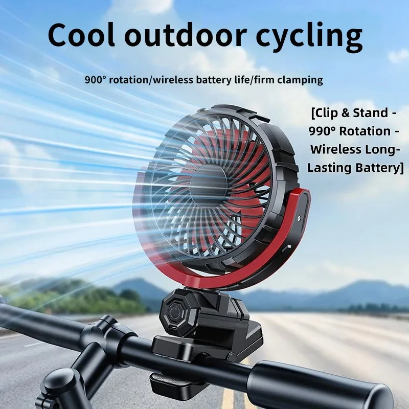 Dual Use Wired Wireless Clip Fan BLDC Silent Motor Large Airflow Portable Clamp Fan For E-bike Bike Stall Stroller Outdoor Use