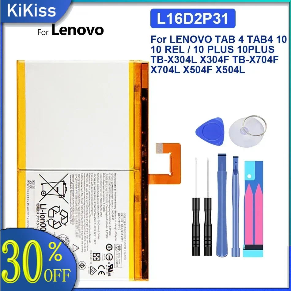 

L16D2P31 Battery For LENOVO TAB 4 REL / 10 PLUS TB-X304L X304F TB-X704F X704L, 7000Mah, New