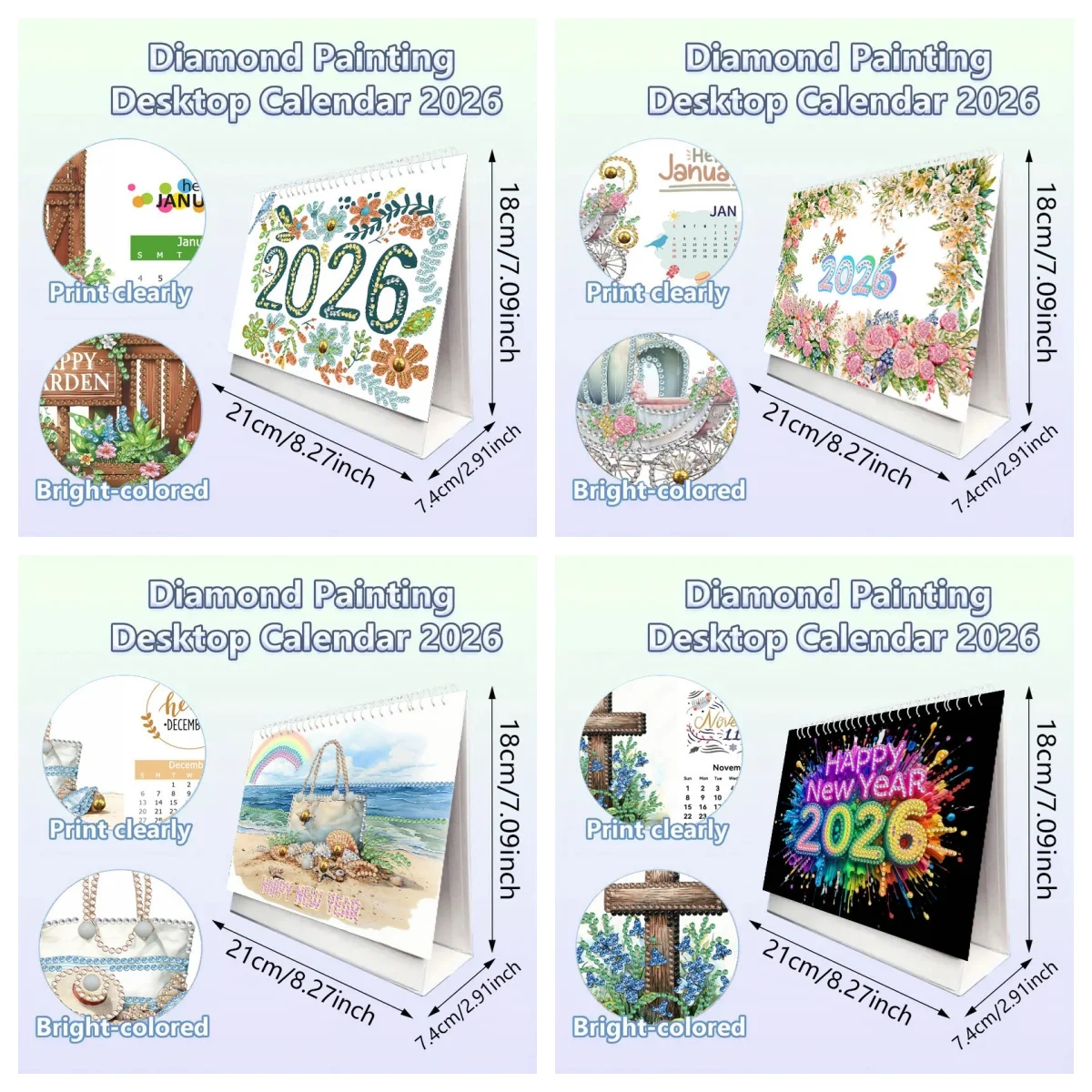 مجموعة من تقويم 2026، 13 لوحة ماسية، تقويم حائط مصنوع يدويًا على شكل حرف إنجليزي لعيد الميلاد