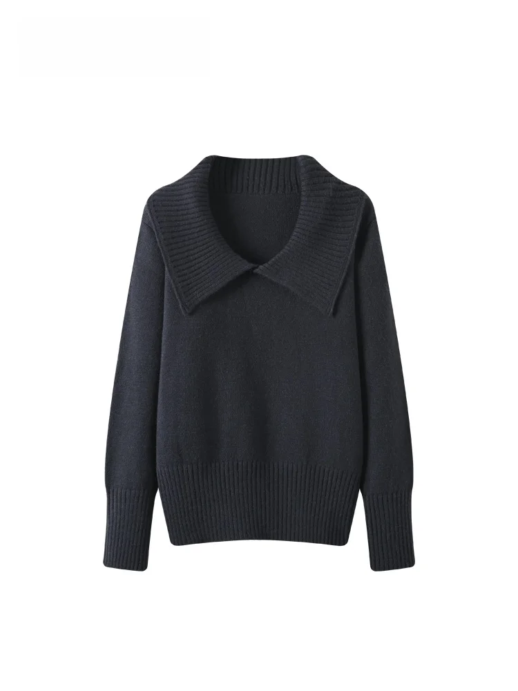 

Женский трикотажный топ Cara CLUB больших размеров, свободного кроя, с отложным воротником, модный, универсальный, для осени и зимы