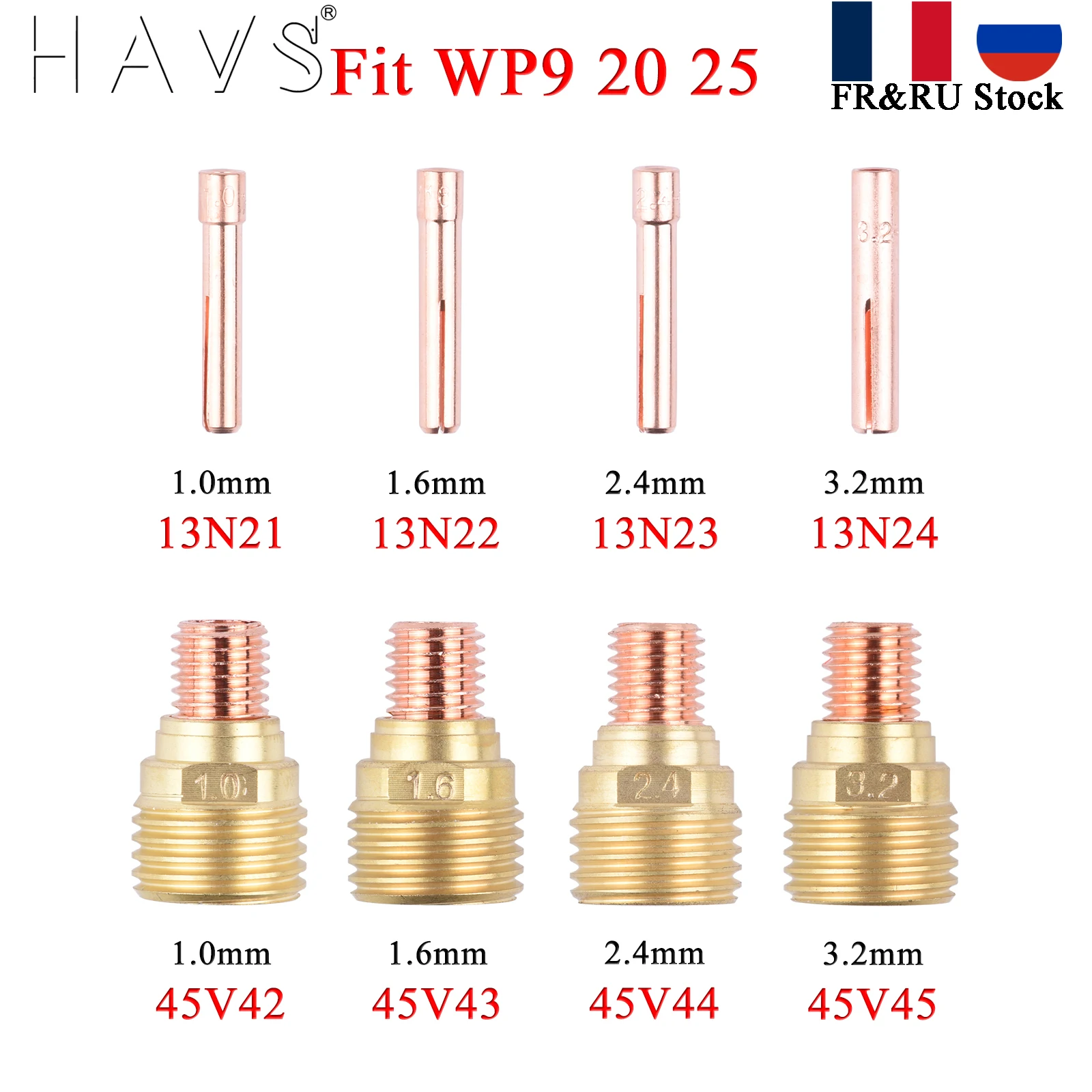 1.0/1.6/2.4/3.2mm TIG Small Collet Collet Body Gas Lens 13N21 13N22 13N23 13N24 45V42 45V43 45V44 45V45  For TIG WP9 20 25 Torch