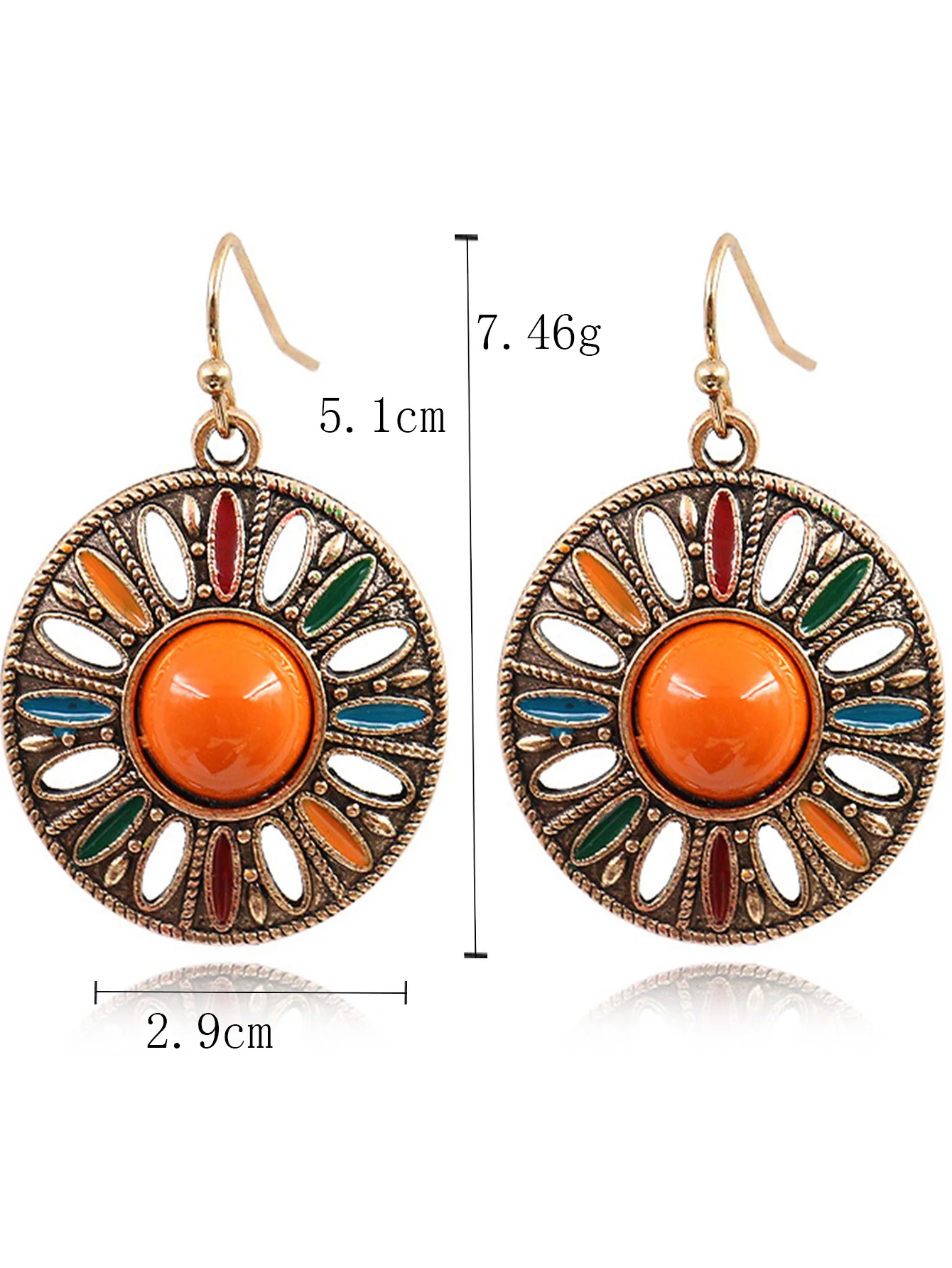 2pcs retro Bohemian style circular geometric women's earrings for vacation and personalized female accessories image 3