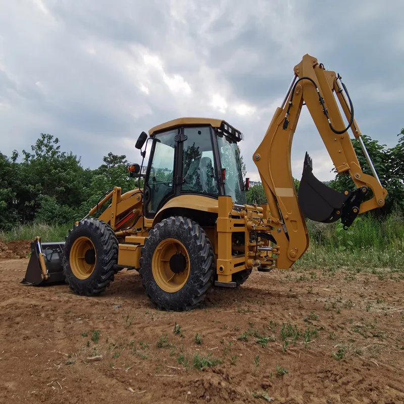 SYNBON Machinery 4 Wheel Digger 4x4 Backhoe Excavator Wheel Loader for Russia