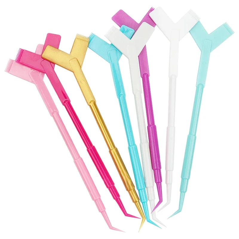 10 ชิ้นพลาสติกแบบใช้ซ้ําได้ Eyelash Perming Stick เครื่องมือขนตา Y รูปร่างหวี Lash Lifting Curler Applicator แปรงแต่งหน้า
