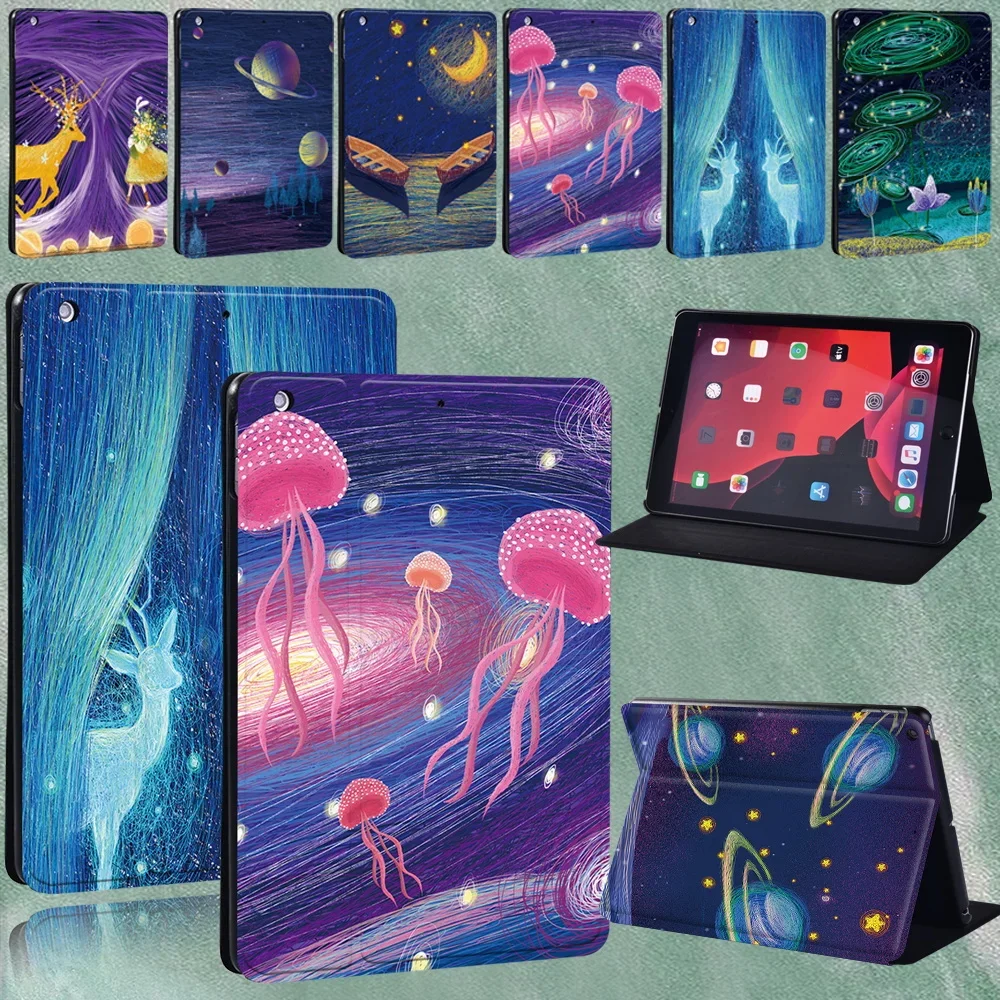 

For Apple IPad Air 1/2/Air 3 10.5"/Air 4 10.9" 2020 A1474 A1566 A2153 A2072 A2325 Printed Painting PU Leather Stand Tablet Case