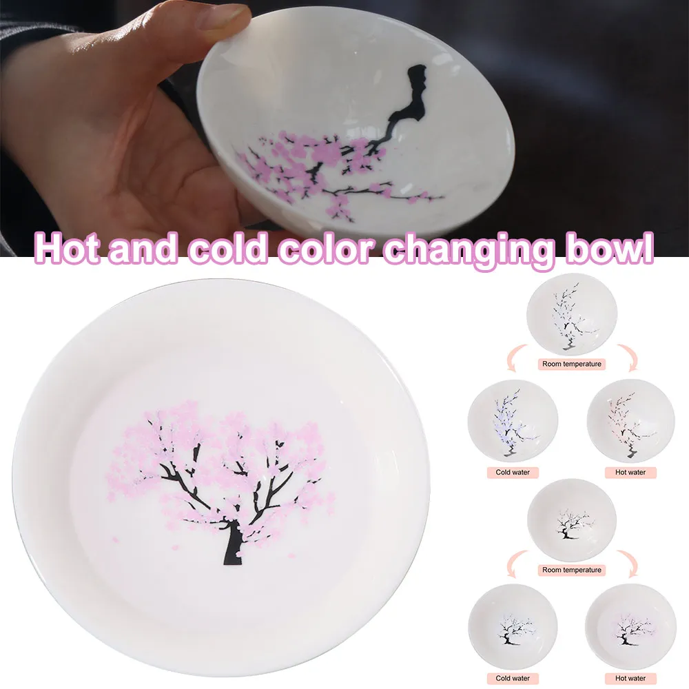 

Creative Color Changing Teacup Unique Multicolor Magic Sakura Cup Food Grade Flower Pattern Flower Change Bowl