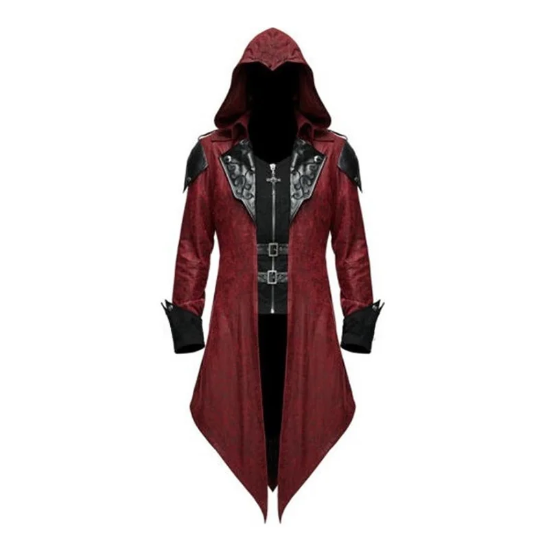 Men's Medieval Tailcoat Jacket Halloween New Style Retro Patchwork Coat Winter Collection 2020 Ladies Ethnic Costume Stage Wear