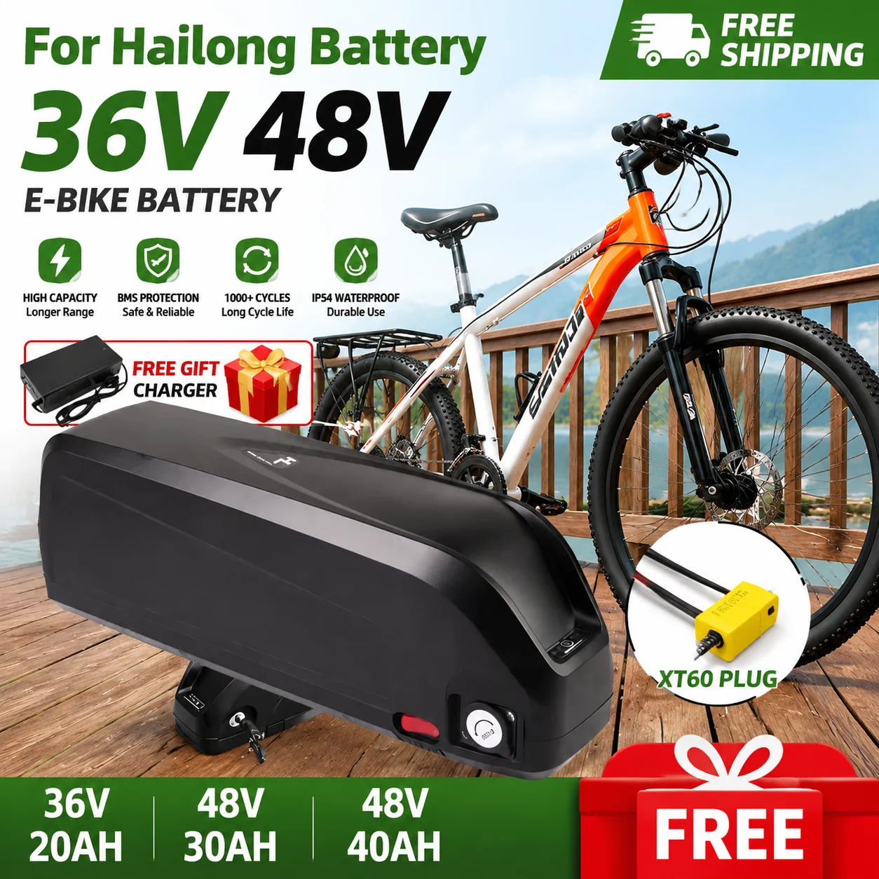 Hochwertige 48V Brandneue 20Ah 30Ah 40Ah Hailong-Batterie für Bafang BBS02 BBS03 BBSHD Motor +BMS Anpassbarer Stecker