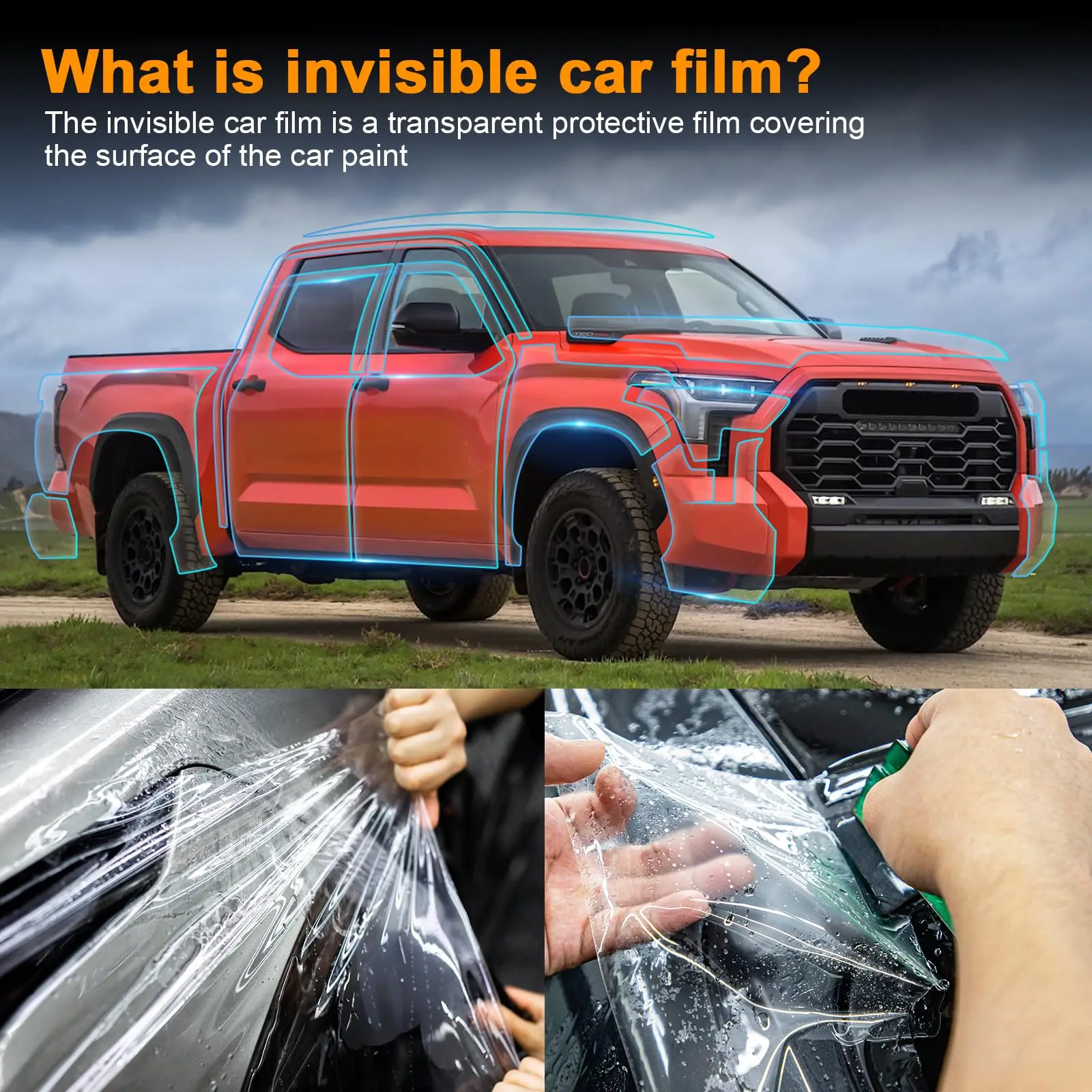 

8.5Mil TPU Scratch-resistant Car Paint Protection Film For Toyota Tundra 2022 2022 2024 Car Body Transparent Bra Per-cut PPF Kit