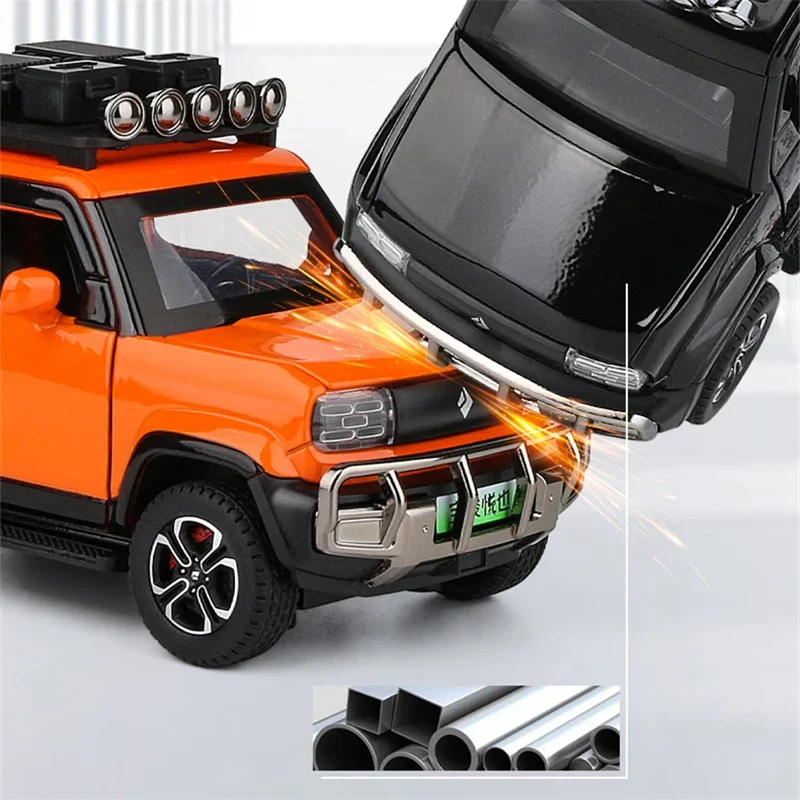 BAOJUN Yep mainan mobil diecast, mainan logam paduan Model mobil kendaraan Off-road suara dan cahaya hadiah anak-anak 1:32