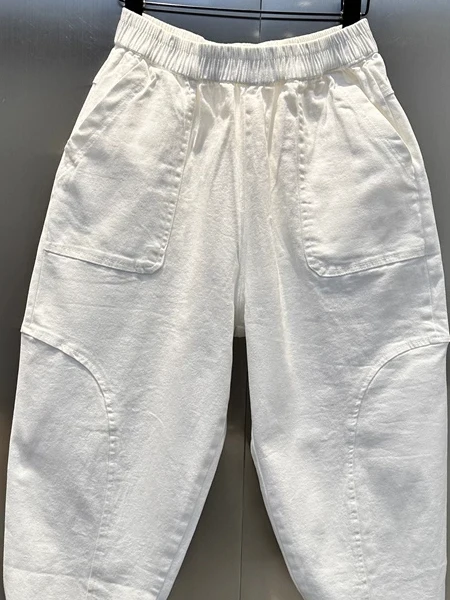 

High Waist Elastic Waist Harlan Jeans Men's Women's Large Size 300 Pou Autumn New Sle Loose Fit Dad Pants with Big kets