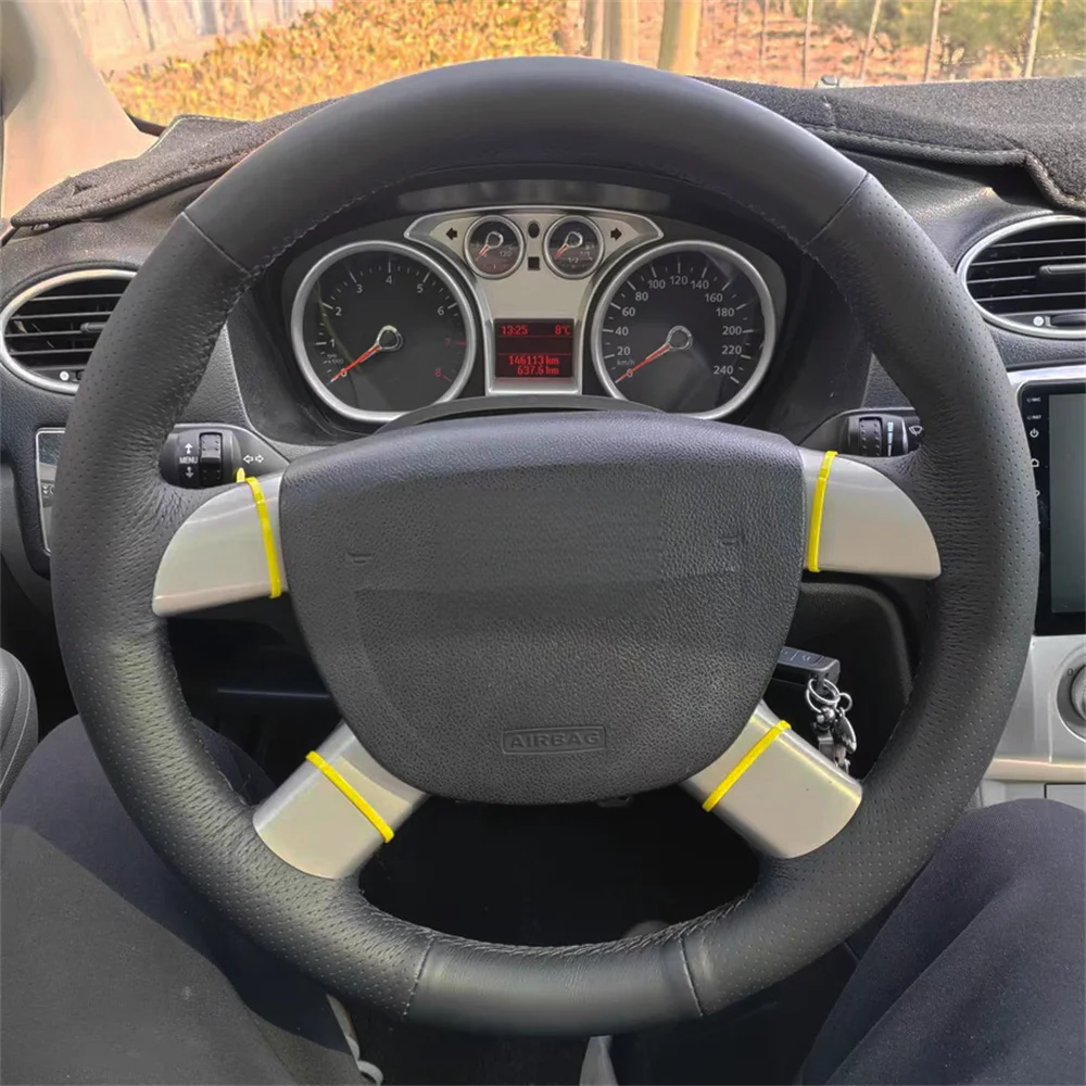 Customize Braiding Cover For Car Steering Wheel For Ford Kuga 2008-2011 Focus 2 2005-2011 C-MAX Steering Wheel Braid Car Interio