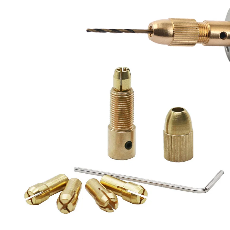 0.5-3mm Mini Drill Chucks Micro Collet Brass W/Wrench Adapter Household Electricity Accessories For Power Rotary Tool Acc