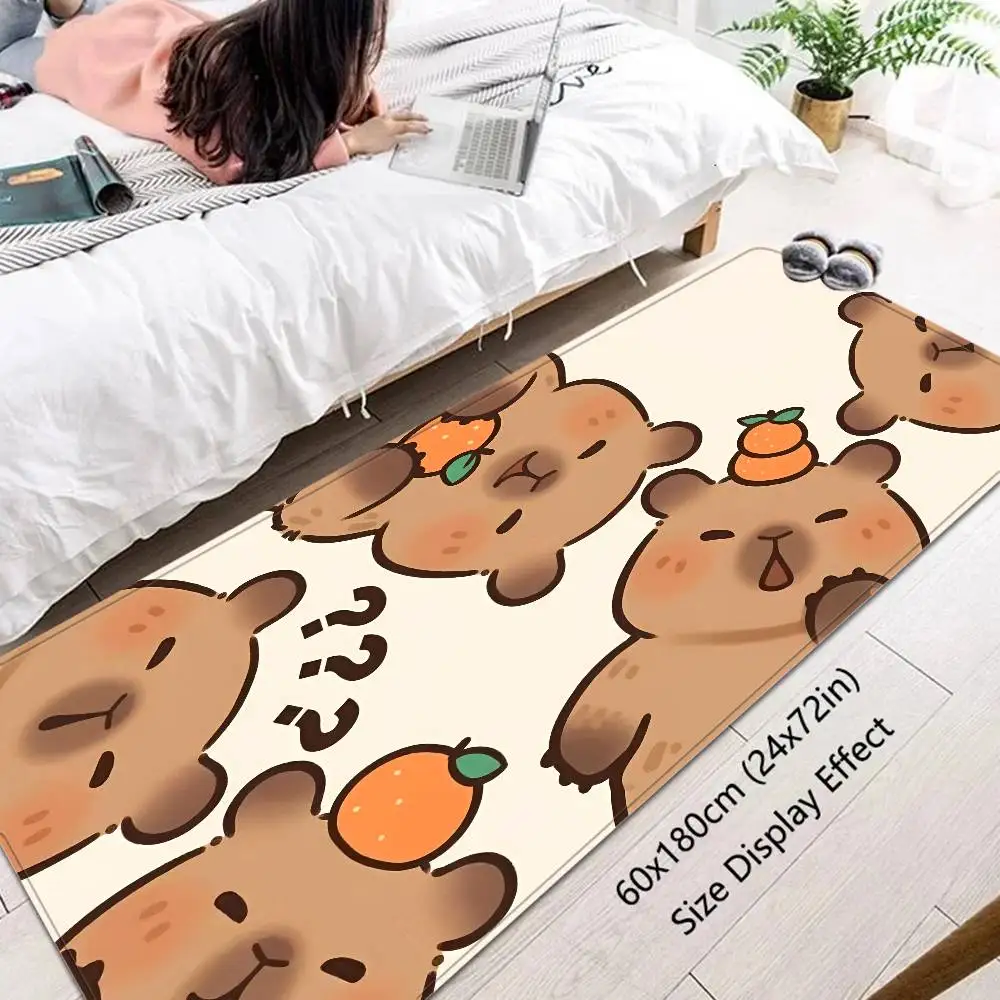 سجاد كابيبارا الطويل اللطيف لتزيين غرفة الأطفال وغرفة النوم والشرفة المضادة للانزلاق ممسحة غرفة المعيشة Alfombra #1