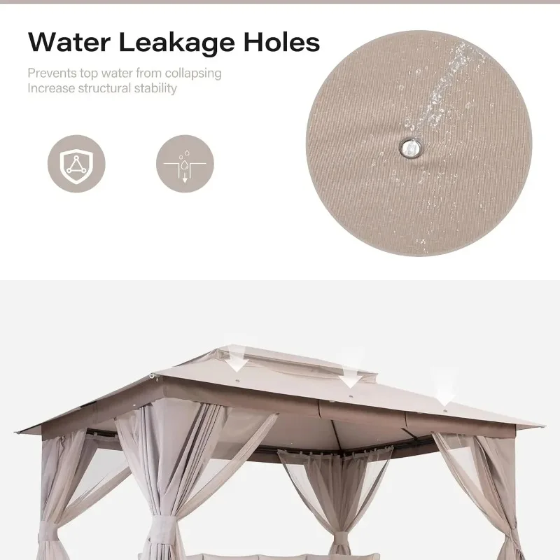 شرفة فناء خارجية مقاس 10 × 13 بوصة مع مسامير توسيع، مأوى خيمة حفلات شرفات المراقبة شديدة التحمل مع أسطح مزدوجة، شبكات ناموسية