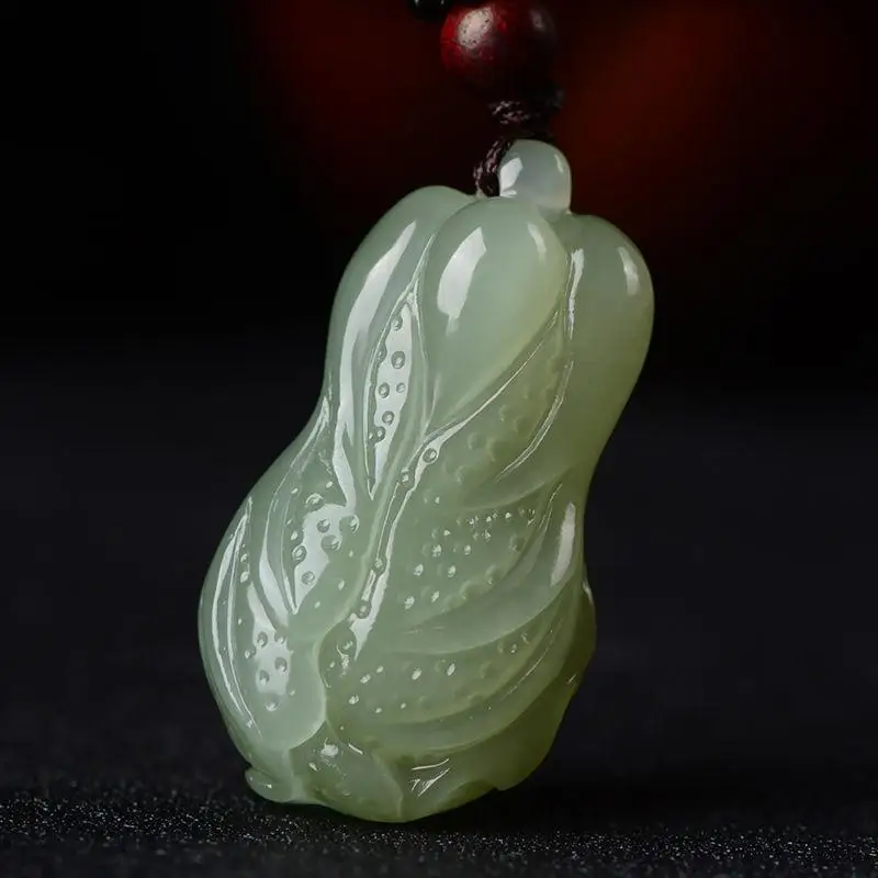 

Подвеска из натурального синего и белого нефрита с капустой Нефритовый кулон, изысканное и модное ожерелье унисекс