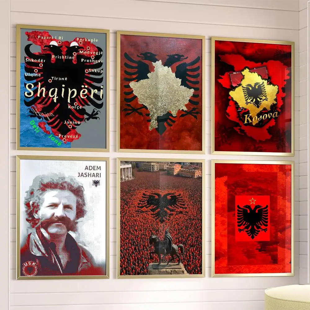 

KosovoS Albanian Map Poster Posters,waterproof Paper Stickers,coffee Shops,bar Living Rooms