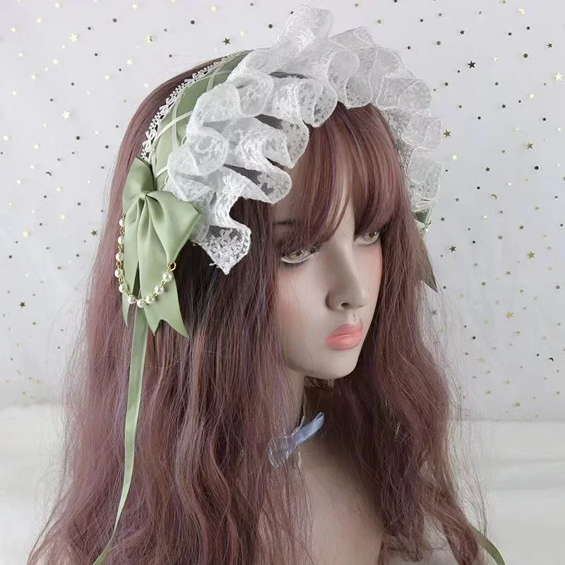 Original Lolita Lolita Ruffled Headband with Hairpins Daily Versatile BNT Headdress Angel Street Anime Maid Cosplay Headdress 4