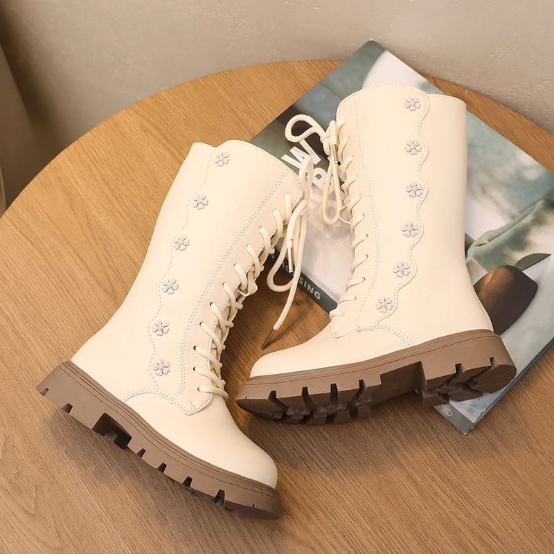 الخريف الشتاء الفتيات الثلوج الأحذية في الهواء الطلق الأطفال عالية أعلى الأحذية الأزهار الأميرة أحذية المضادة للانزلاق لينة سوليد يندبروف أحذية أطفال طويلة الرقبة