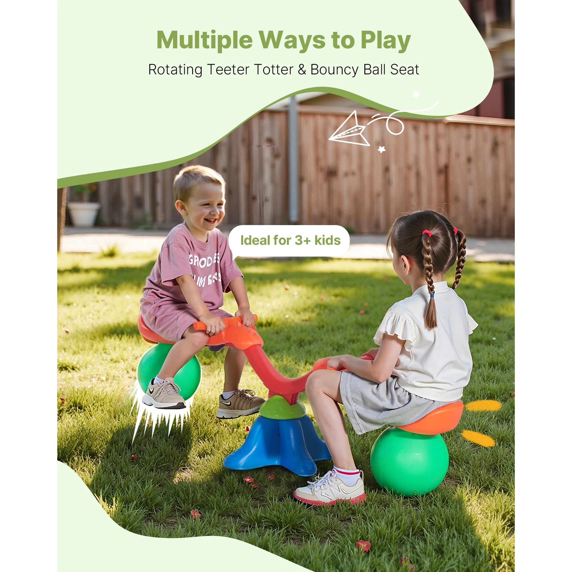 SucceBuy Kinderwip 55 pond per zitplaats Zit- en Spin Teeter Totter 360 °   Roterende buitenspeeltoestellen voor spelende kinderen