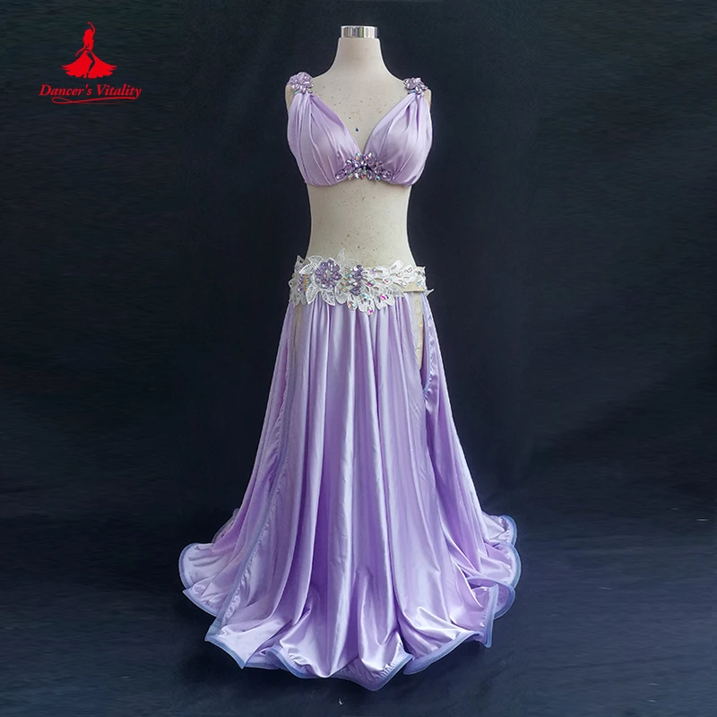 Belly Dance Suit Satin Bra Split Big Swing Skirt Performance Clothes Set Woman High-End Competition Clothing Oriental Dancewear