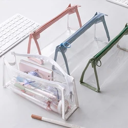 Transparent Pencil Case Large Capacity Simple Pen Bag Kawaii Cosmetic Bag School Study Stationery Office Supplies