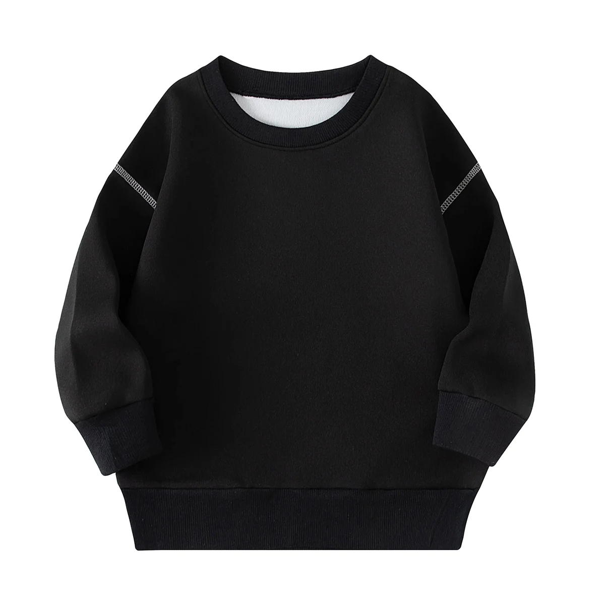 Herbst- und Winter-Kinder-Hoodie in einfarbiger Ausführung, modisch, mit freiem Schulterbereich, für Jungen und Mädchen, lässiger Sport- und Alltagsshirt, vielseitig kombinierbar. – Detail 6