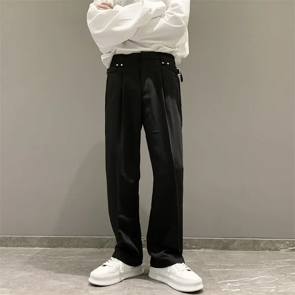 Straight Fluid Men's Summer Pants Draped Wide Leg Male Suit Trousers Clothing Premium Slacks New In 2024 Fabric Vintage Up