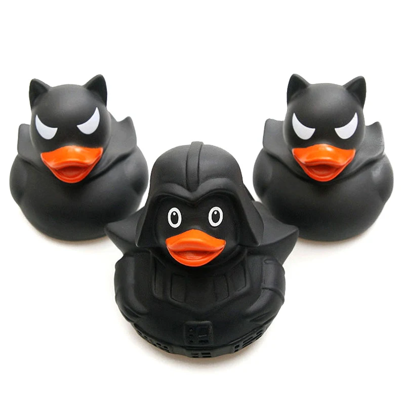 Black Rubber Duck Dashboard Decorations Ornament Cute Duck Cool Gentleman Hat Swim Ring Children\'s Bath Toy