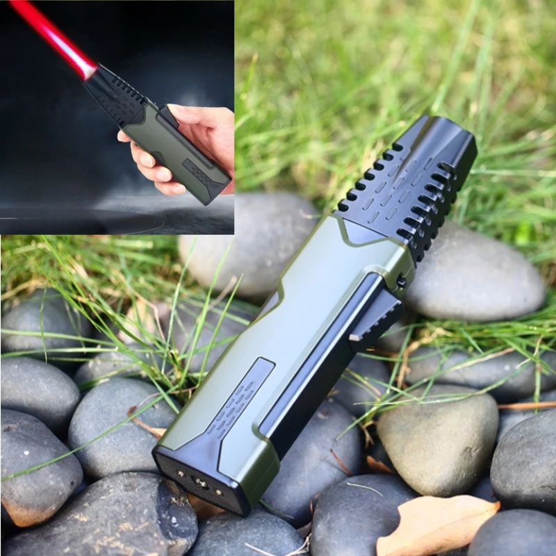 

Metal Windproof Powerfel Red Jet Flame Torch Lighter Gas Kitchen Camping BBQ Igniter Smoking Accessories Welding Cigar Lighter