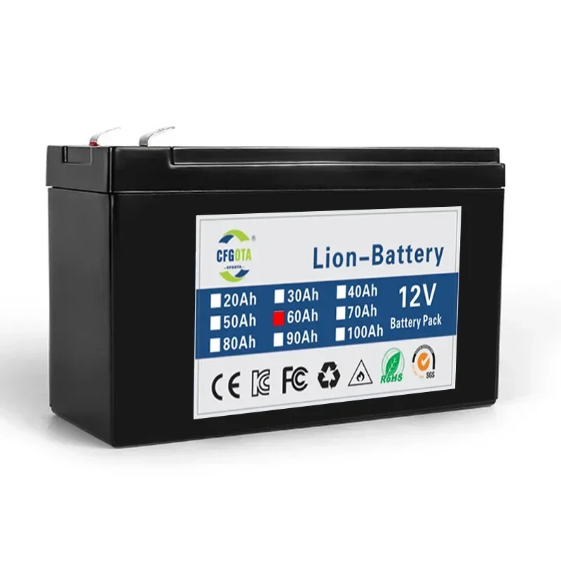 Upgraded 12v 70Ah Li Ion 18650 Battery Electric Vehicle Lithium Battery Pack 9V- 12V 35Ah 120Ah Built-in BMS 30A High Current