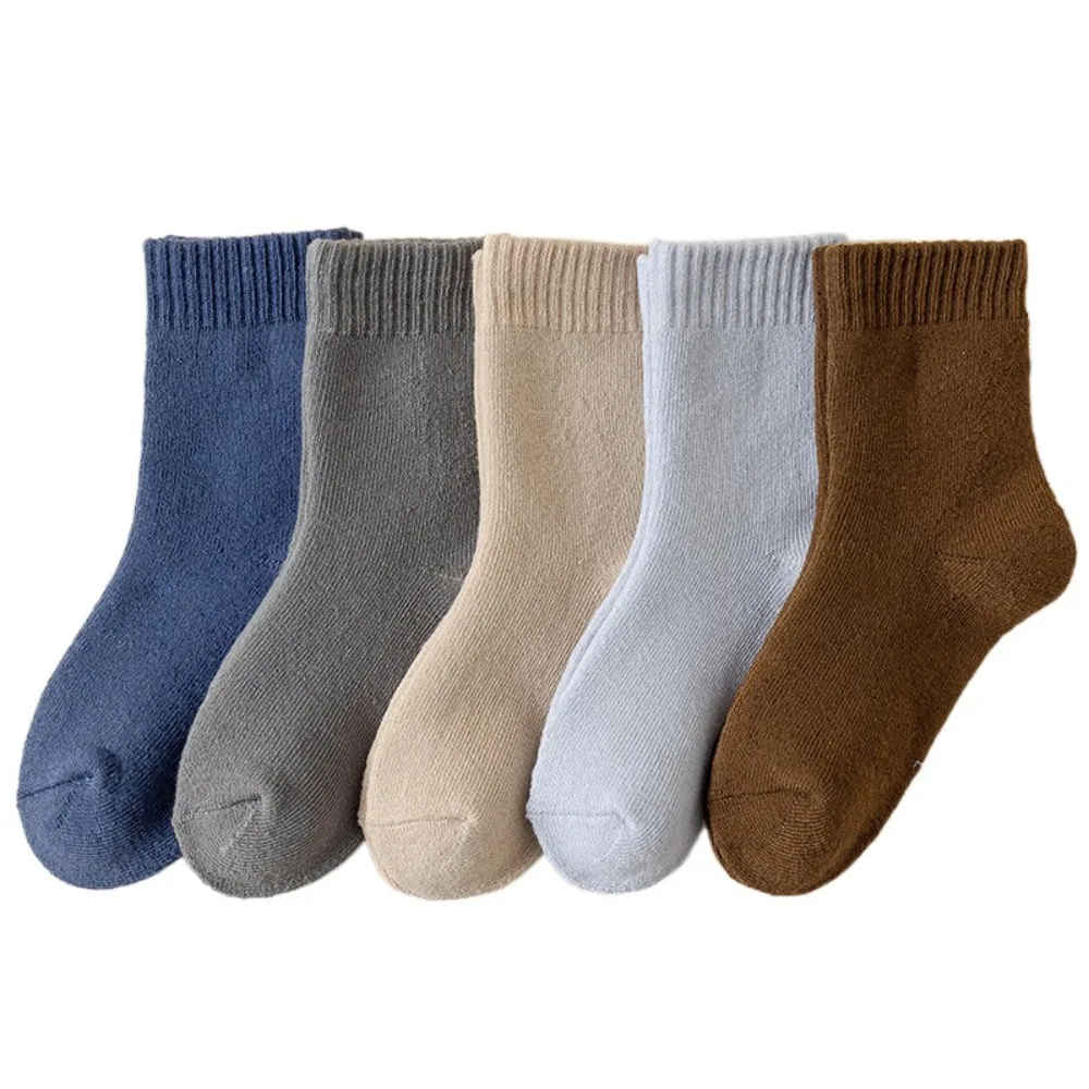 

5Pairs Soft Short Tube Kids Thicken Socks Sleeping Cute Girls Floor Plush Socks Hosiery Warm Children's Winter Socks Kids