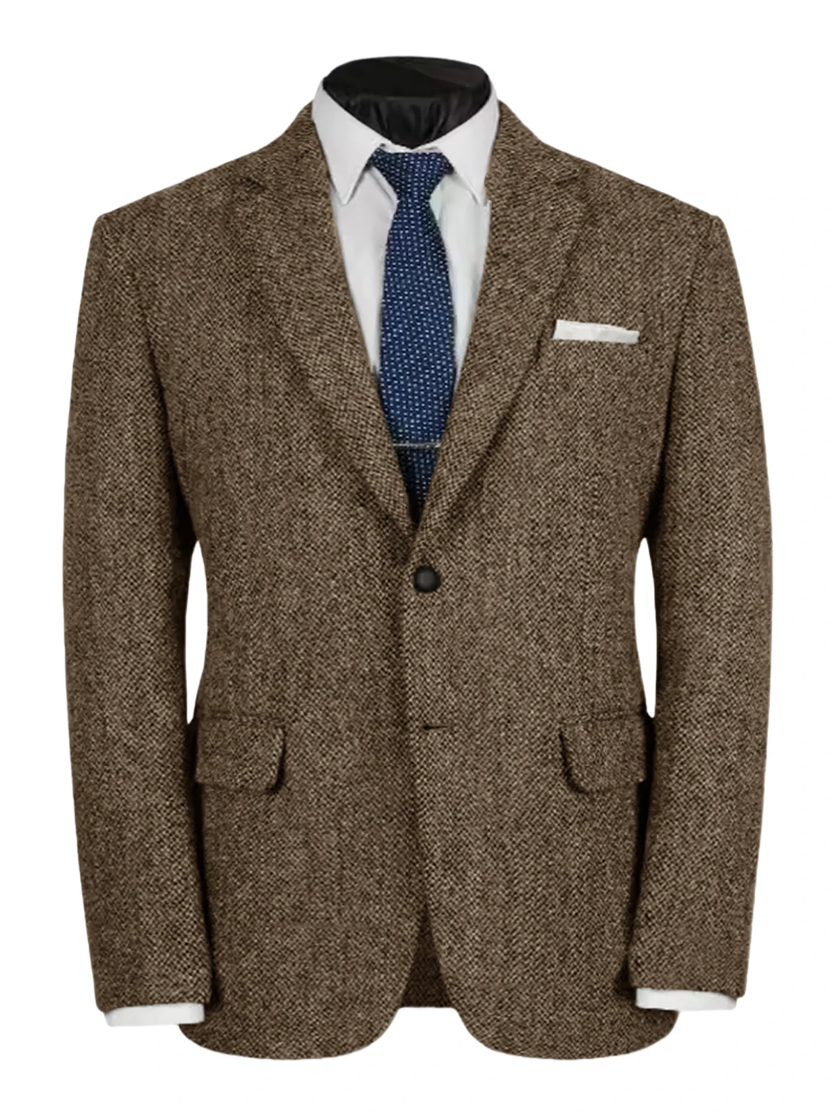 بدلة رجالية سترة رمادية للحفلات الراقصة البدلات الرسمية متعرجة من الصوف التويد سترة رسمية واحدة الصدر لحفلات الزفاف (معطف فقط)