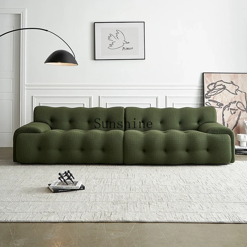 

Italian minimalist straight row small apartment living room fabric sofa green