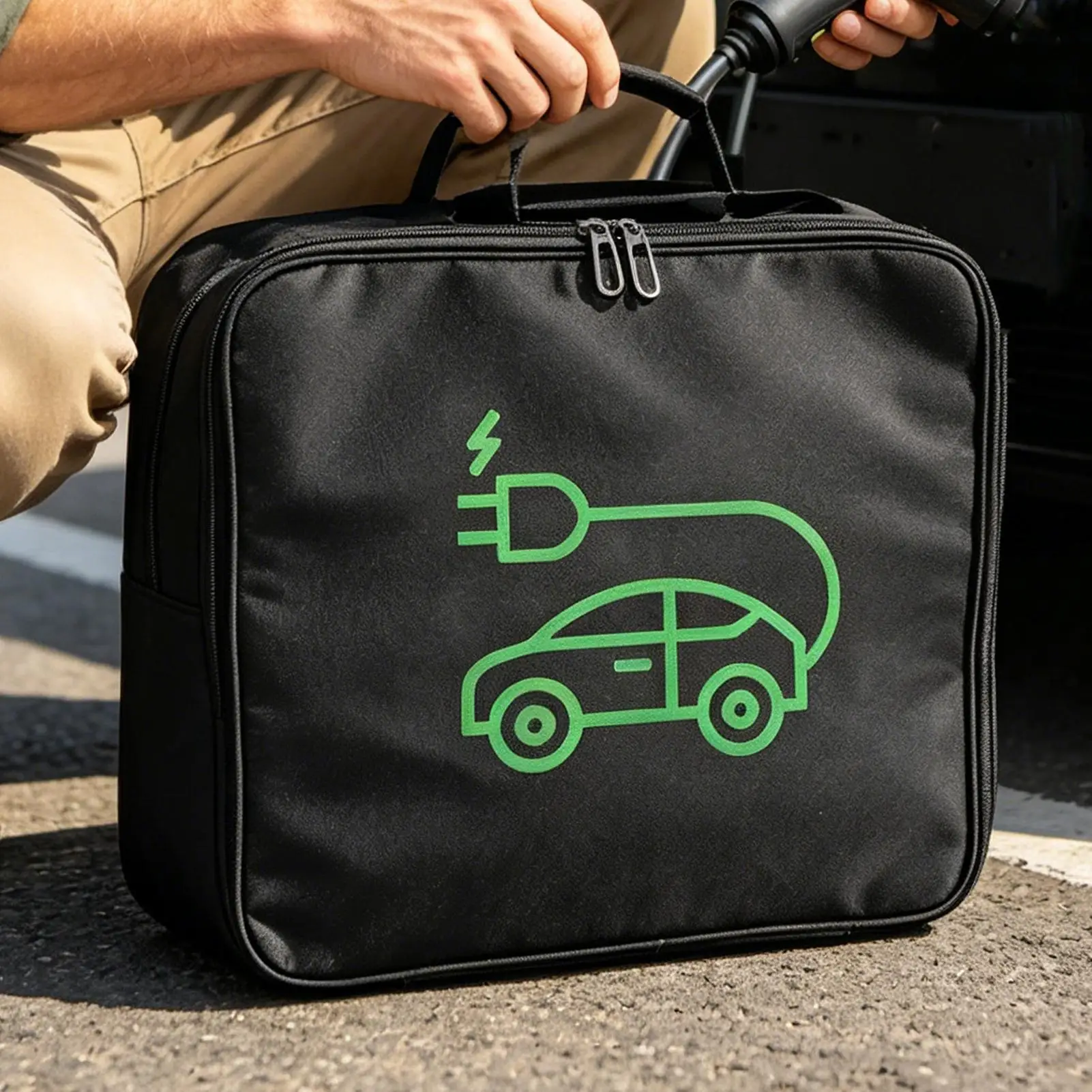 EV Charger Bag Oxford Cloth Car Tools Cable Bag Hoses Organizer for Trunk Vehicle RV Camper Home Outdoor Electric Car Driving