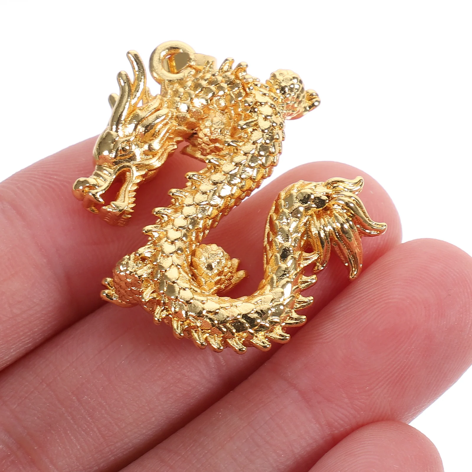 2 Pcs Handmade Year of The Dragon Necklace Jewelry Vintage Hanging Charms Pendant for DIY Universal Pendants Copper Women Miss