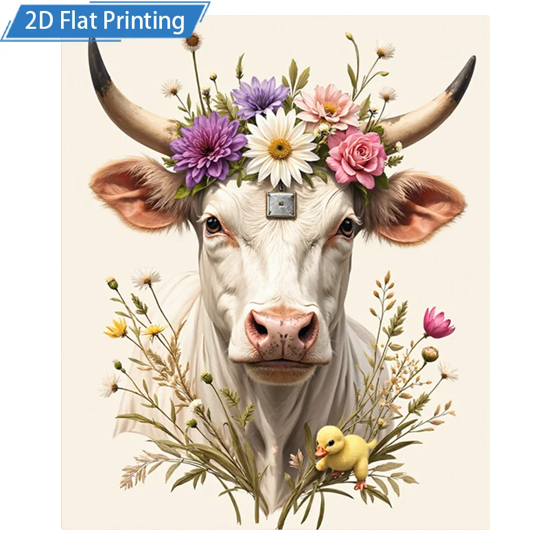1 Stück Flanelldecke mit Blumenmuster, Kuh- und Ente-Motiv, weich, gemütlich, Überwurf für Heimdekoration, Bauernhaus-Stil, 2D-Flachdruck