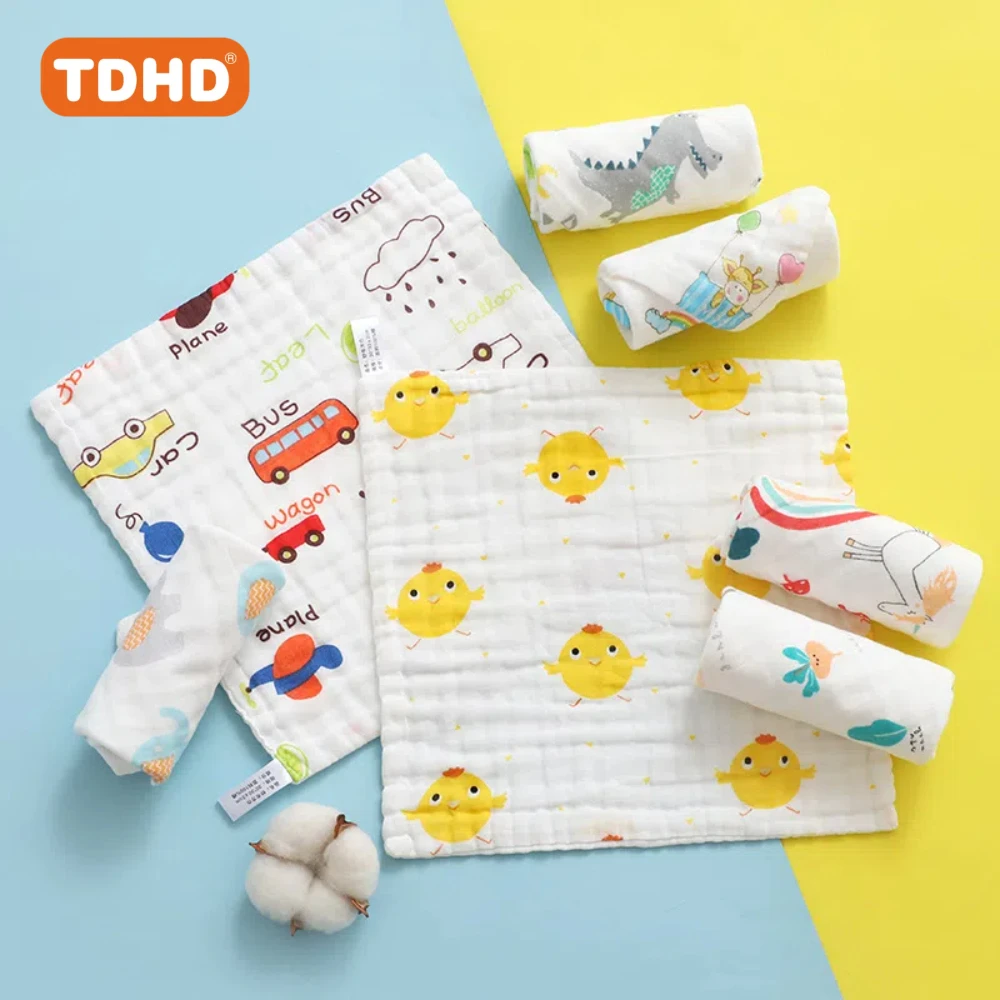 

TDHD Set of 5 Soft Cotton Muslin Square Handkerchiefs, Featuring Modern Style with Random Patterns for Delightful Surprises.