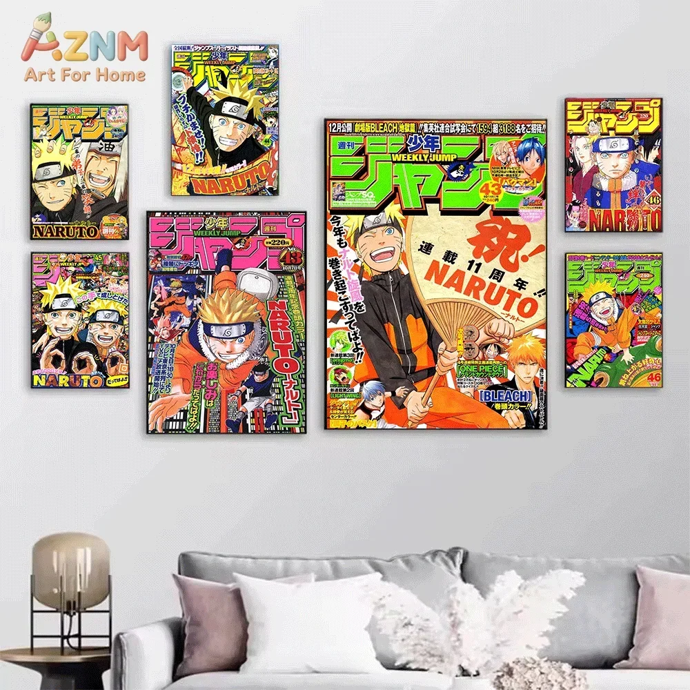 AZNM Naruto Sharingan Sasuke Weekly Shonen Jump Magazine Cover Canvas Wall Art Single Frameless Anime Print Character Poster F