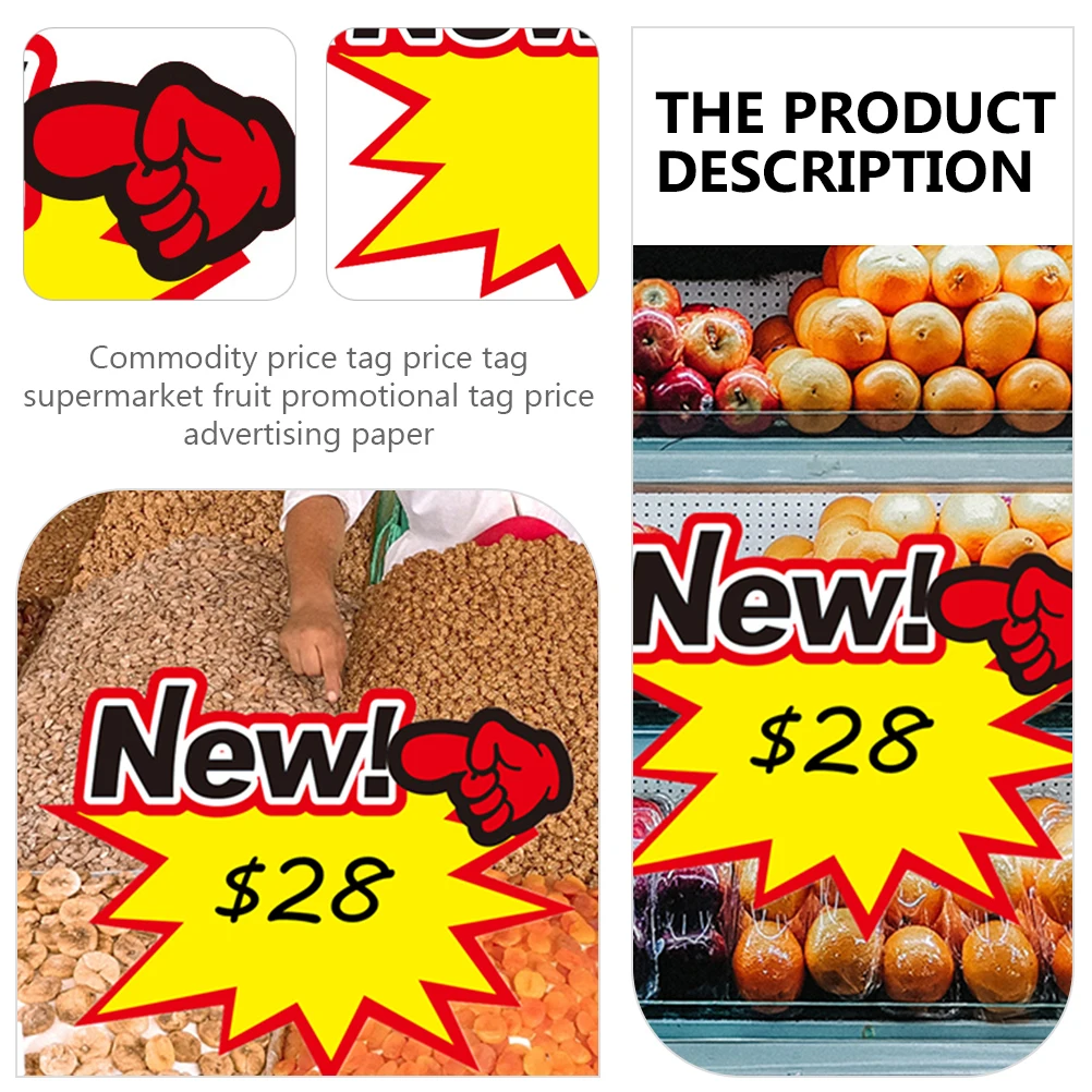 

50 Pcs Price Tags Promotional Paper Signs Advertising Stickers Shop Labels Supermarket Event Decorative Material