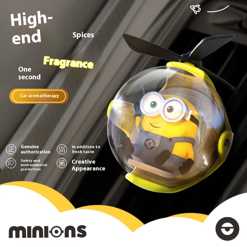 Minions New Cartoon Car Air Freshener Rotating Propeller Outlet Fragrance Magnetic Design Auto Accessories Interior Perfume gifl