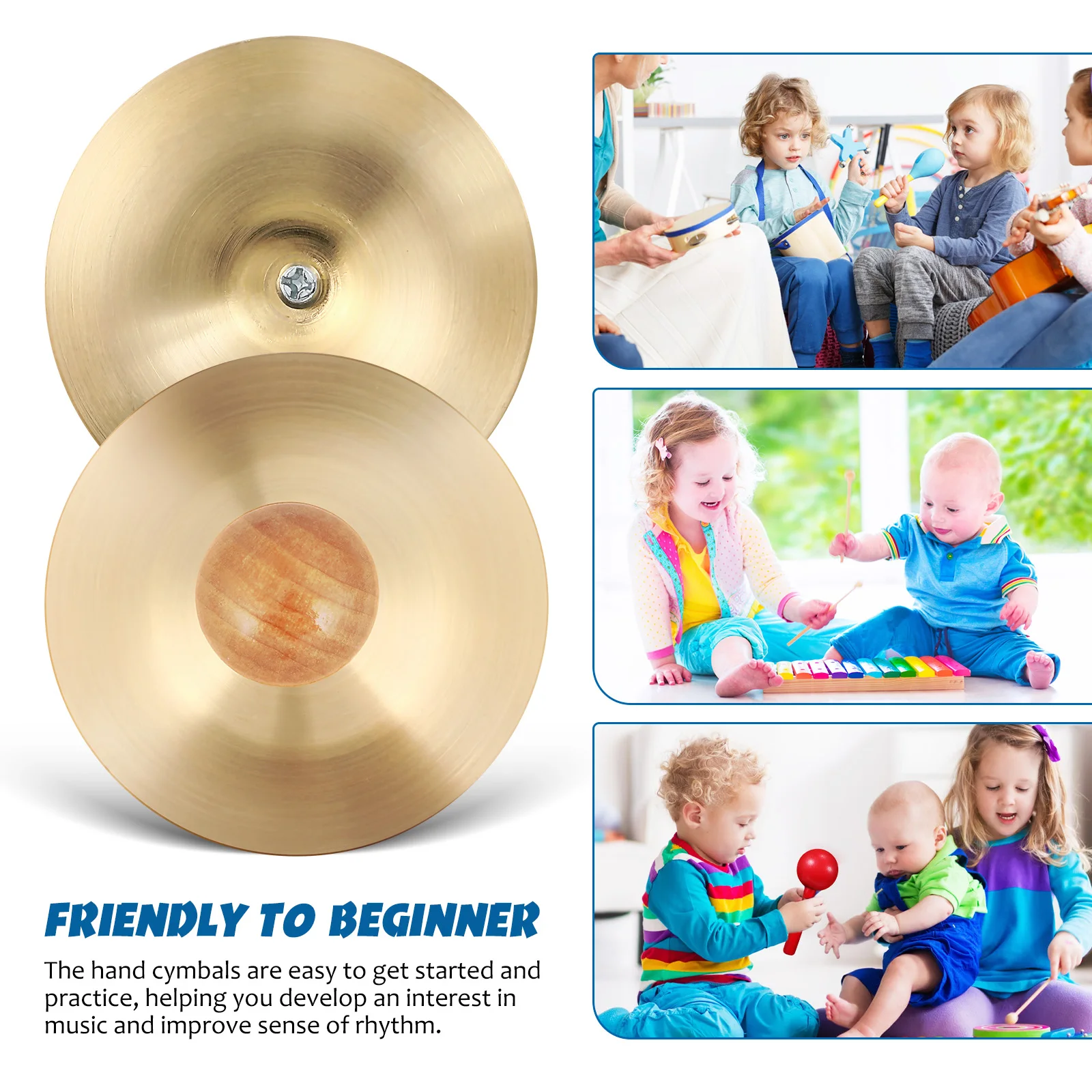 

1 Pair Metal Finger Cymbals Kids Dancing Percussion Instruments Small Practice Cymbals Musical Toys