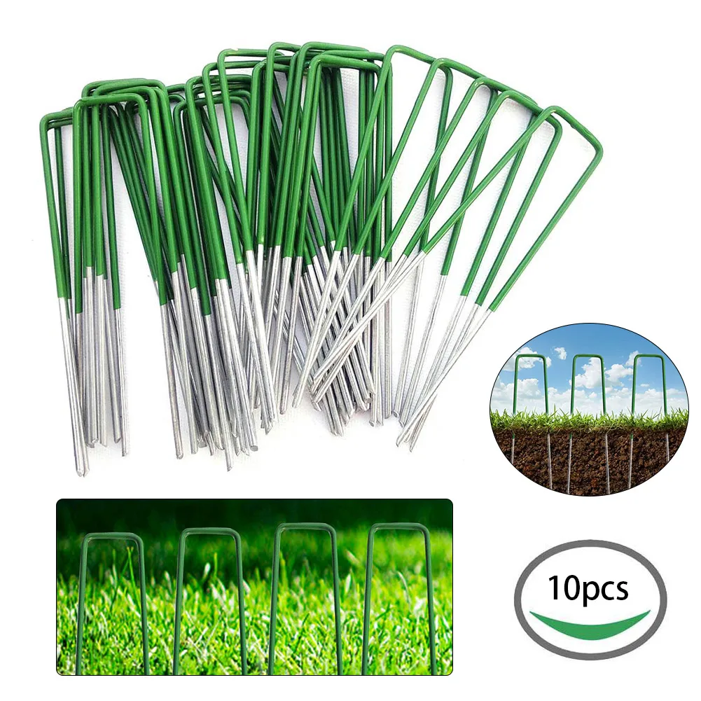 

10pcs U-shaped Nails Garden Stakes Heavy-Duty Sod Pins Heavy Duty Yard Lawn Tent Stakes Securing Pegs Gardening Tools