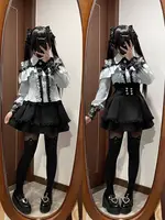 High Waist Lolita School orm Set Winter Faion oulder Bared irt And  Skirt Spicy Girl Clete Outfit Polyester ... - Image 2