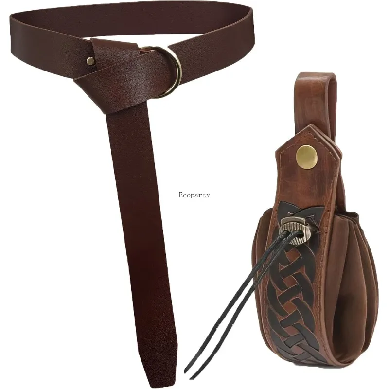 Średniowieczny Wiking Rycerz Skórzany Pas Naramienniki Ochraniacze Ramion Pochwa Szal Męski Renesansowy Kostium Akcesoria disfraz para adulto