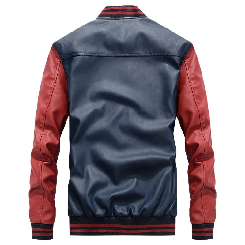 Men\'s Casual Jacket PU Leather Baseball Stand Collar Spring Autumn New Fashionable Coat