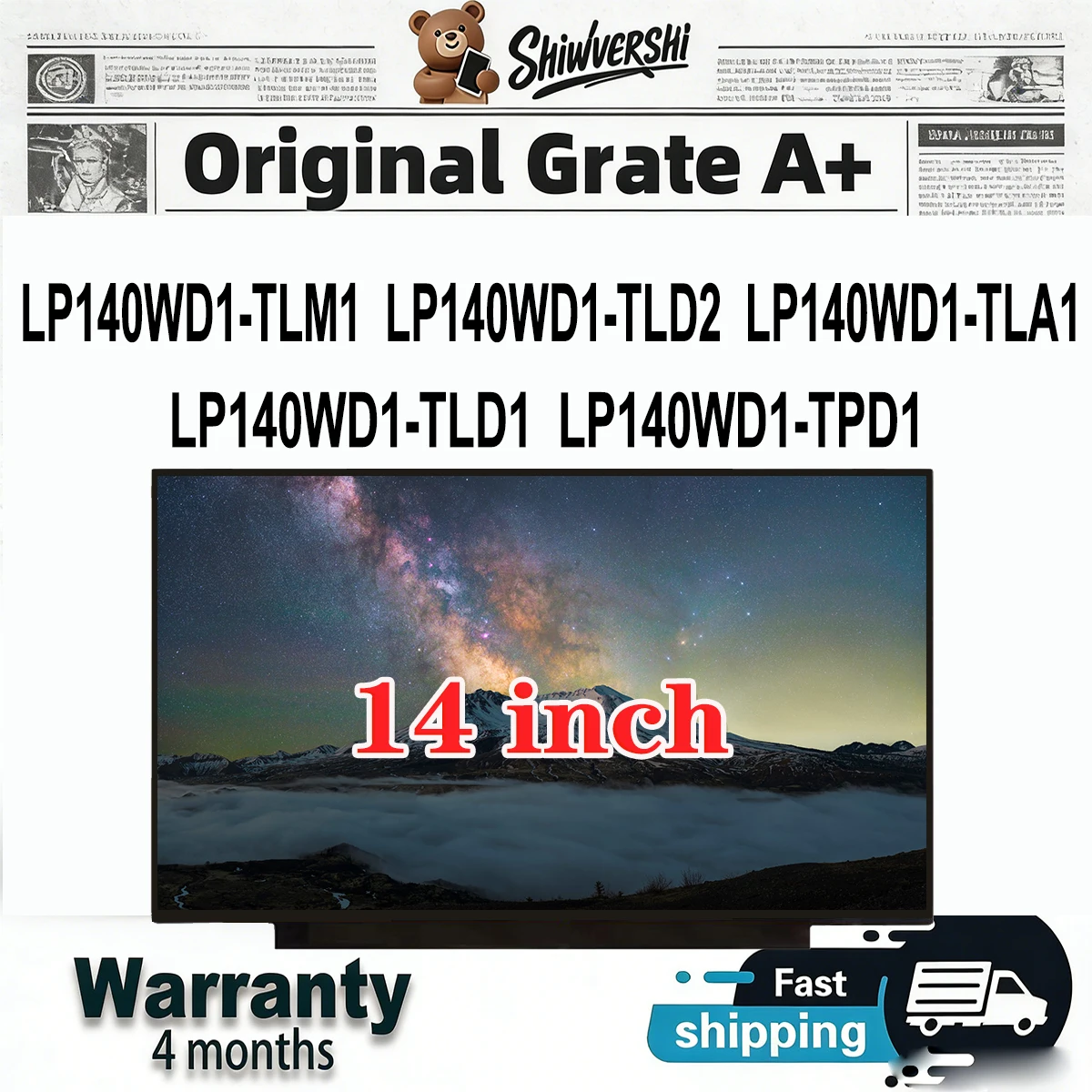 

Новый ЖК-экран для ноутбука A+ 14 дюймов, толстый, модели LP140WD1 TLM1, LP140WD1-TLD2, LP140WD1 TLA1, LP140WD1 TLD1, LP140WD1 TPD1