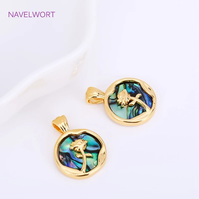 Trendy 18K Gold Plated Brass Rose/Butterfly Charms Natural Abalone Shell Pendants For Necklace Making Jewelry And Accessories